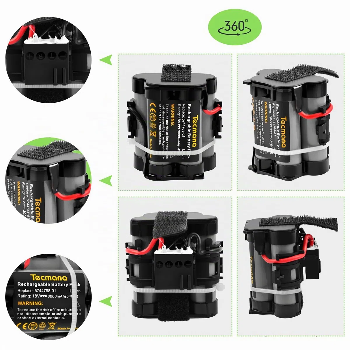 18V 3000mAh Batteria Compatibile con Gardena R38Li, R40Li, R45Li, R50Li, R70Li, R75Li, R80Li, 124562