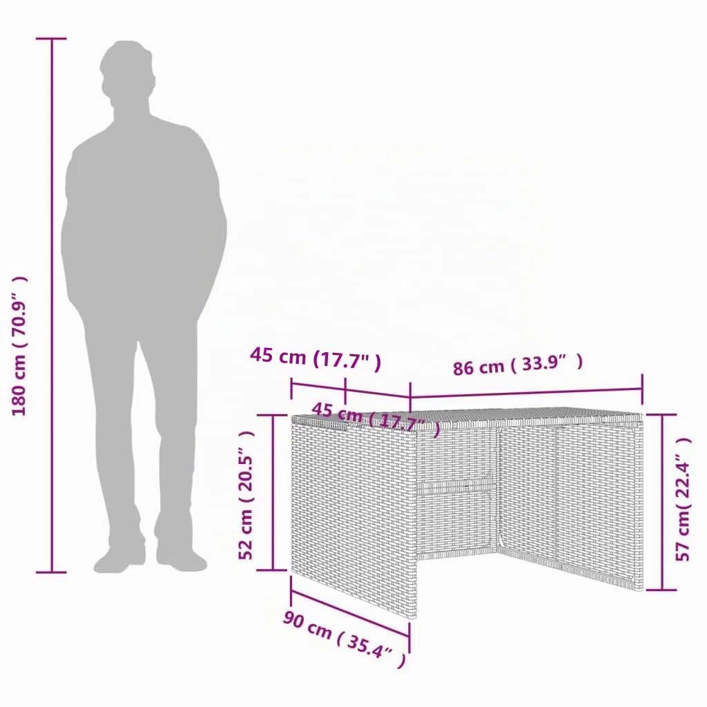 vidaXL Garage per Robot Tosaerba Marrone 86x90x52/57 cm in Polyrattan