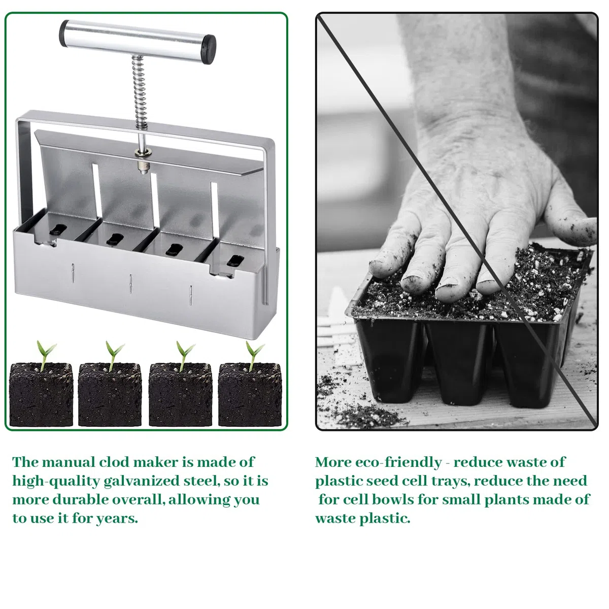 Manuale Soil Block maker micro blocco del suolo set 2 pollici blocco del suolo strumento di blocco del suolo per semina vassoio stater