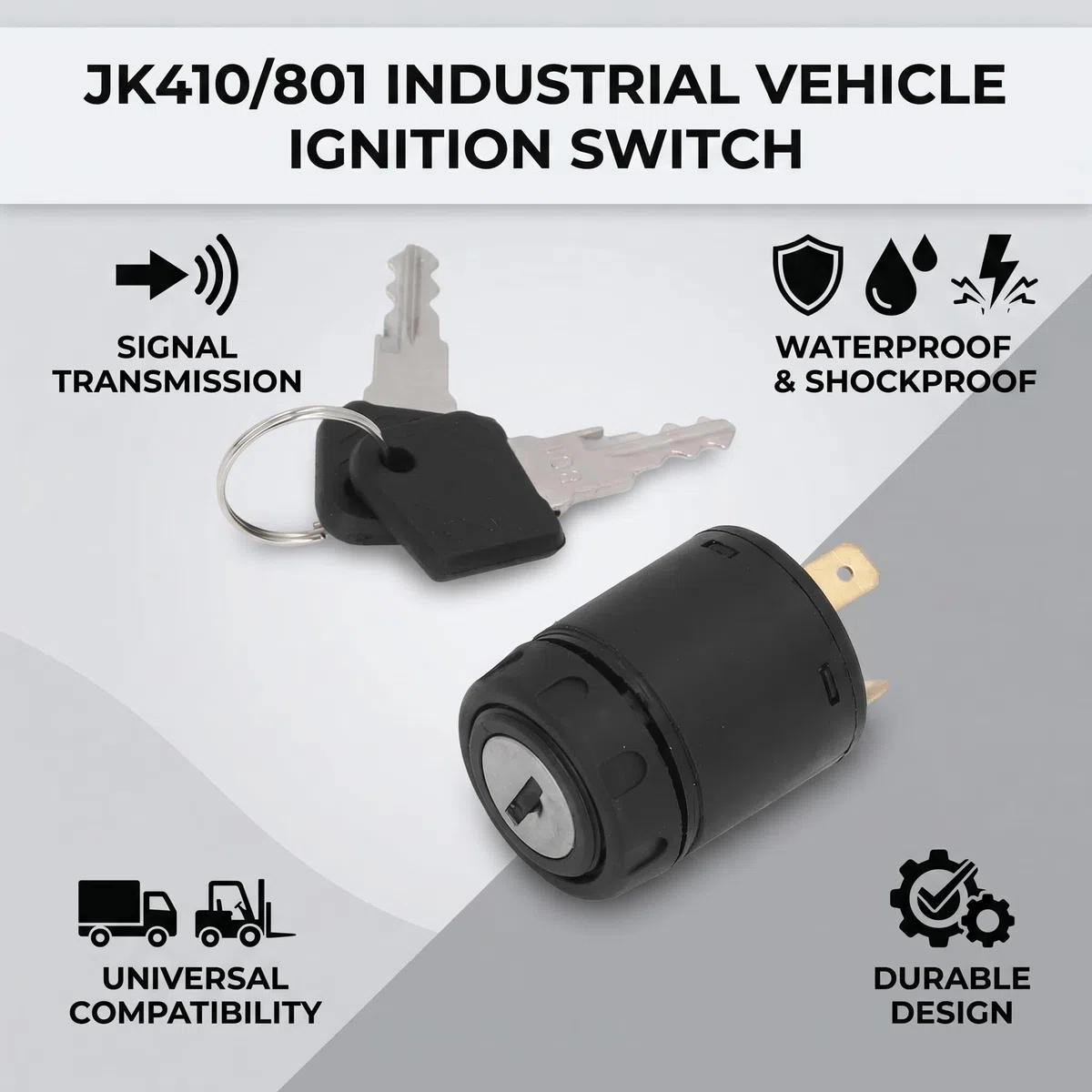 Interruttore Accensione Universale con Chiave per Veicoli - Compatibile con Auto, Camion, Trattore, Rimorchio, Carrello Elevatore, Moto e Mezzi Agricoli