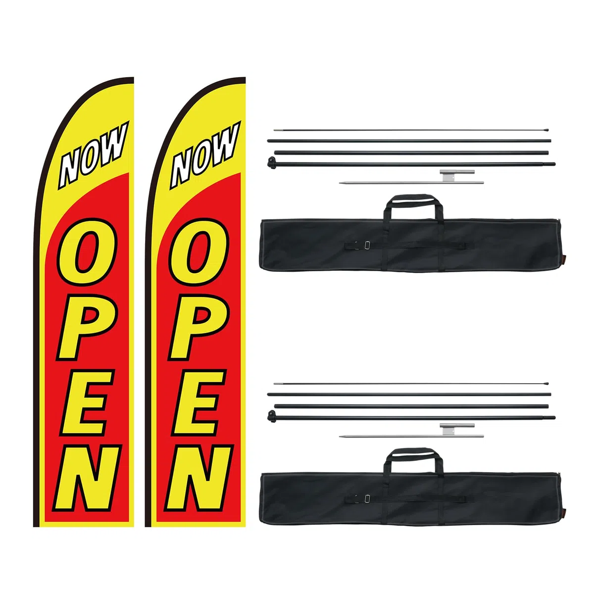 VEVOR Open Flags con Kit Palo, Bandiere Pubblicitarie all'Esterno, con 2 Striscioni, 2 Pali, 2 Picchetti da Terra, Cartello Aperto Swooper 440 cm