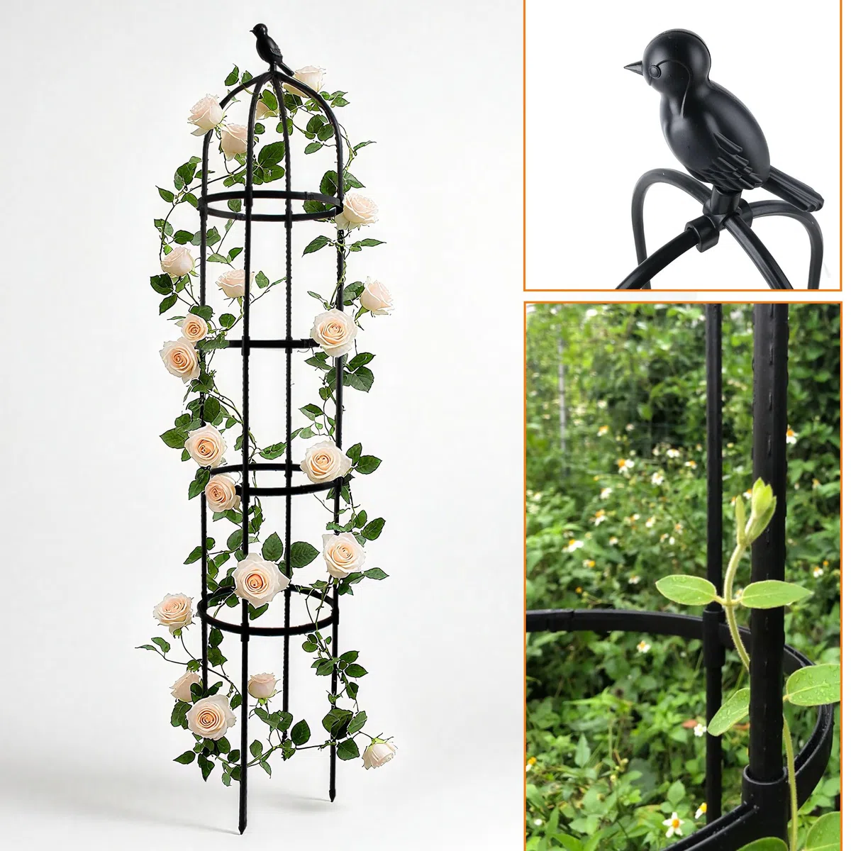 Obelisco da Giardino 175 CM per Piante Rampicanti - Griglia di Supporto Metallica da 6FT per Interni/Esterni, Ortaggi e Frutta