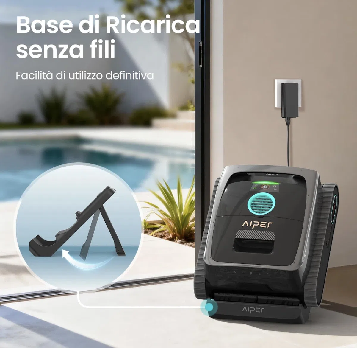 Aiper Scuba V3 Robot Piscina Senza Fili con Navigazione Intelligente AI, Pulizia Fondo e Linea d’Acqua, Filtrazione MicroMesh, Ideale per Piscine Interrate e Fuori Terra, fino a 150m²