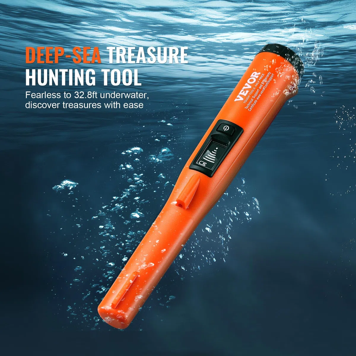 VEVOR Metal Detector Pinpointer Portatile Impermeabile IP68, Puntatore di Metalli Profondità di Rilevamento max. 114mm 3 Modalità, Rilevatore per Caccia Tesoro Impermeabile, Pinpointer con Schermo LCD