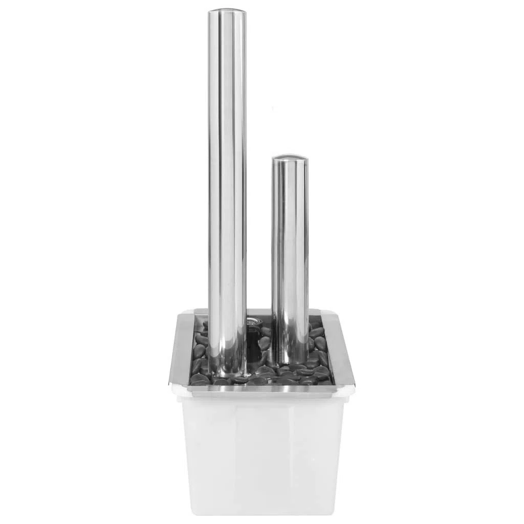 Mangloder Fontana da giardino argentata in acciaio inox, 48 x 34 x 88 cm, con illuminazione a LED, pompa e vasca da 50 l, gioco d'acqua con cascata, per giardino, terrazza, balcone, interni ed esterni