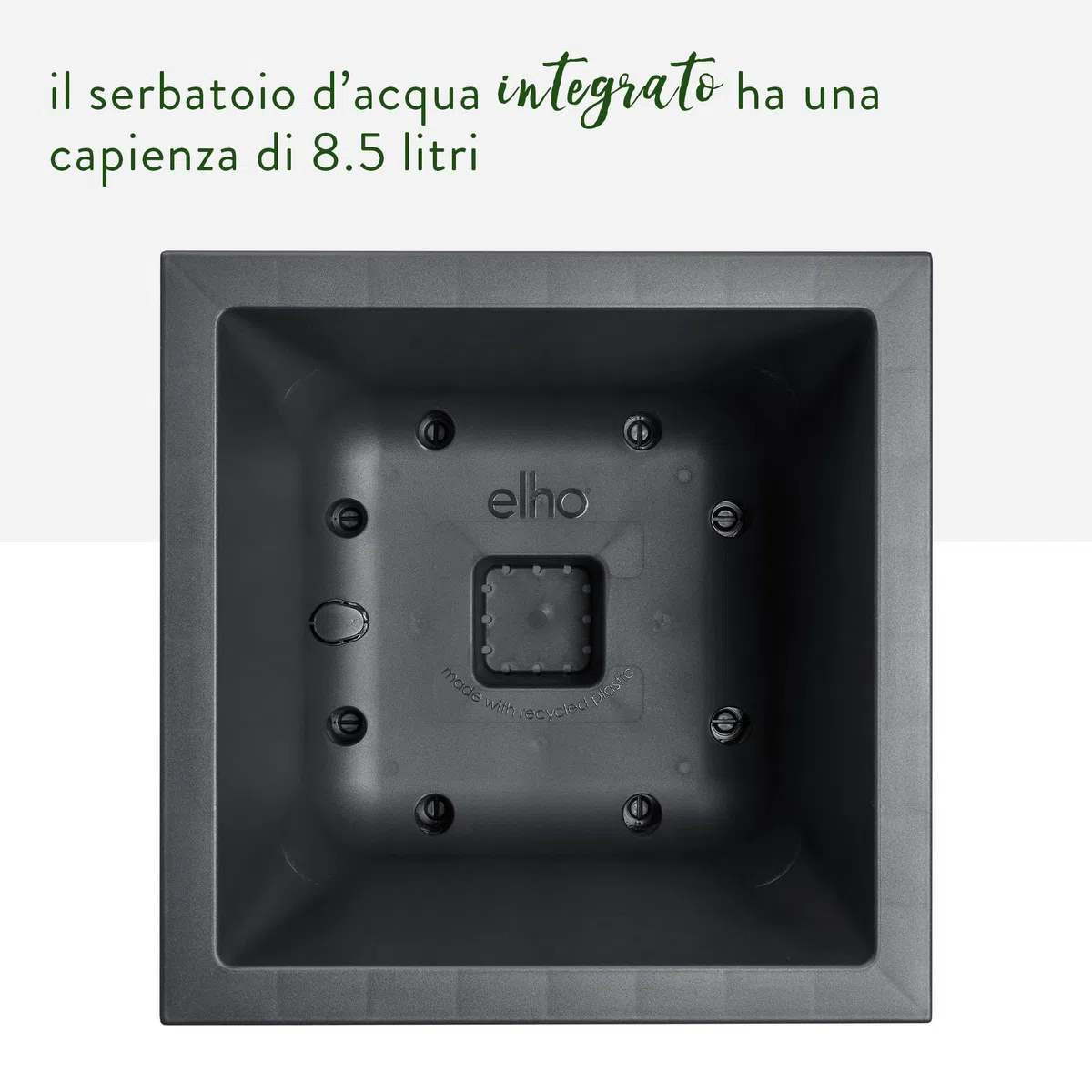 Elho Vivo Next Square 40cm Fioriera per Piante - Living Black | L 39 x P 39 x A 37.9 cm | Adatto per uso interno ed esterno