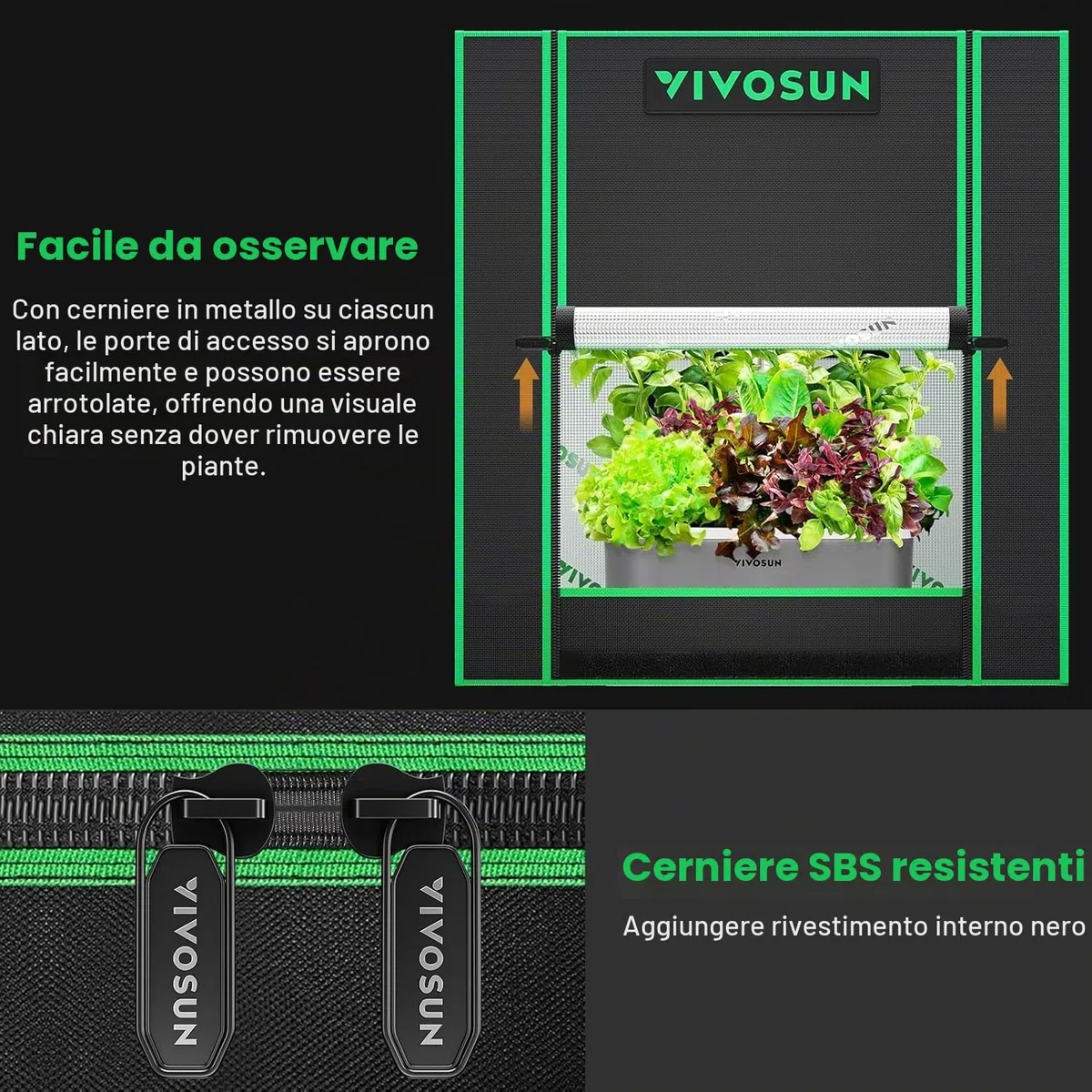 VIVOSUN Piccola Tenda daColtivazione per Aerogarden,Sistema di Coltivazione Idroponica, 50x36x54cm, Altamente Riflettente, in mylar, con finestra di Ventilazione