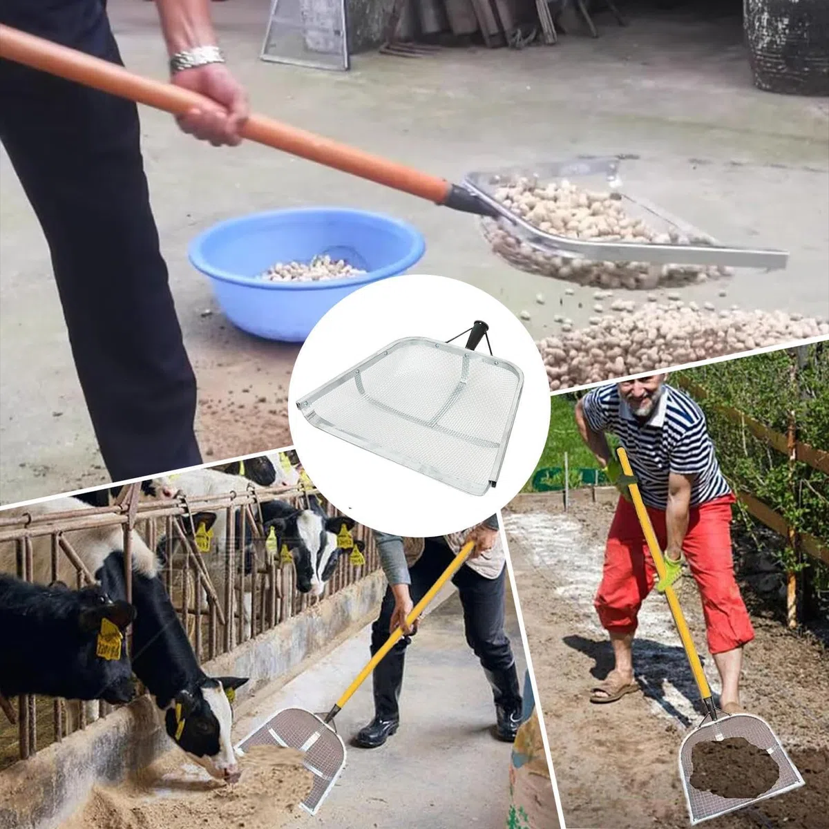 Generico Setaccio per Terreno per Giardinaggio - in Metallo Resistente alla Ruggine con Struttura A Griglia Fine, per Screening Portatile, Pala Filtrante di Grande capacità, Attrezzatura Efficie