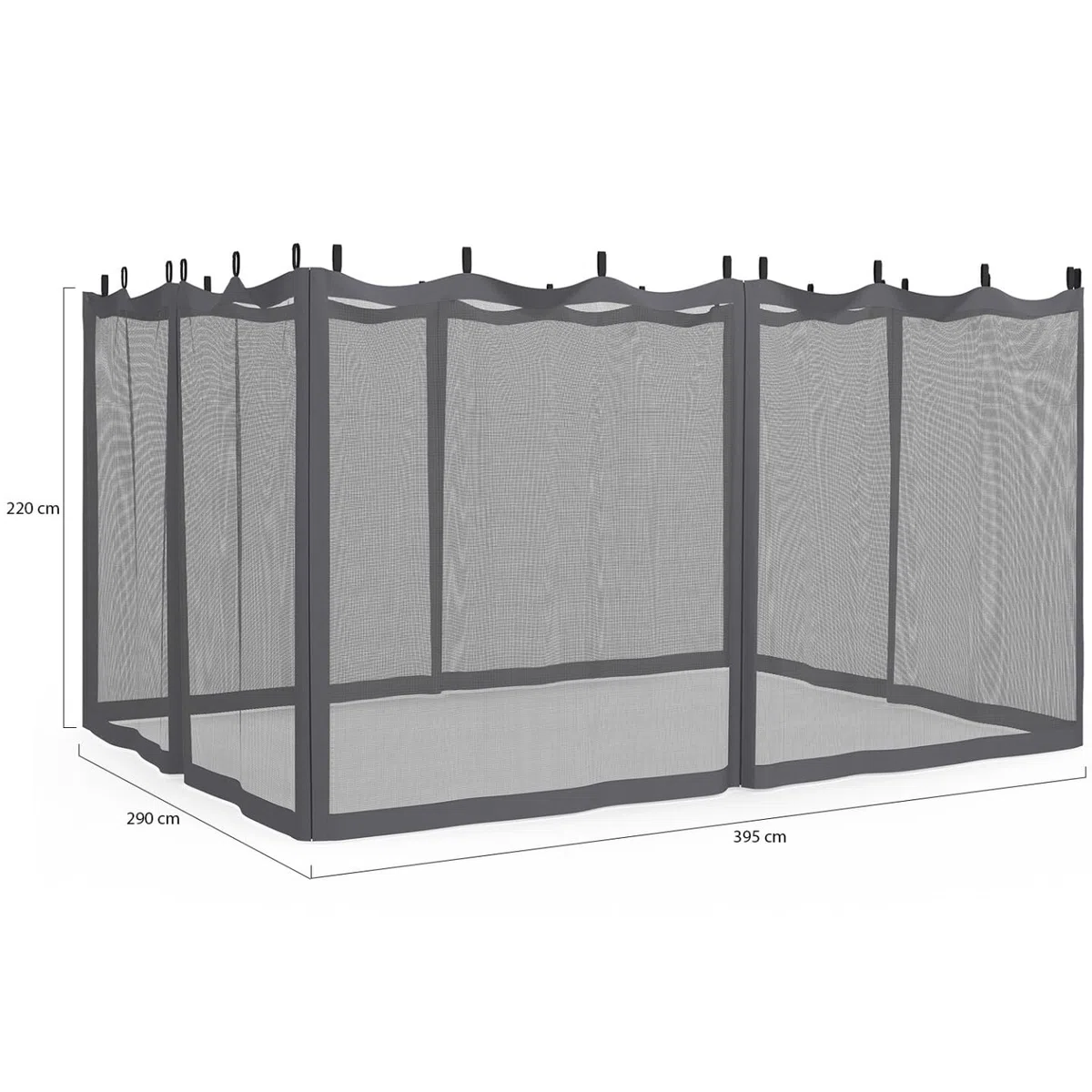 IDMarket - Set di 4 zanzariere 3x4 Grigie con Cerniera per pergola + Ganci