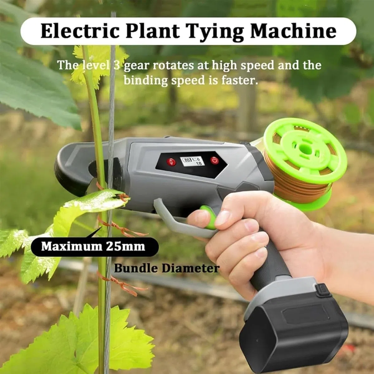 Legatrice Elettrica Per Piante, Set Per Legatura Di Rami Commerciali Con Batteria Al Litio, Utensili Per Legatura Di Vigneti Per Legatura Di Vecchi Rami, Legatrice Per Piante Da Giardino Per Pomodori