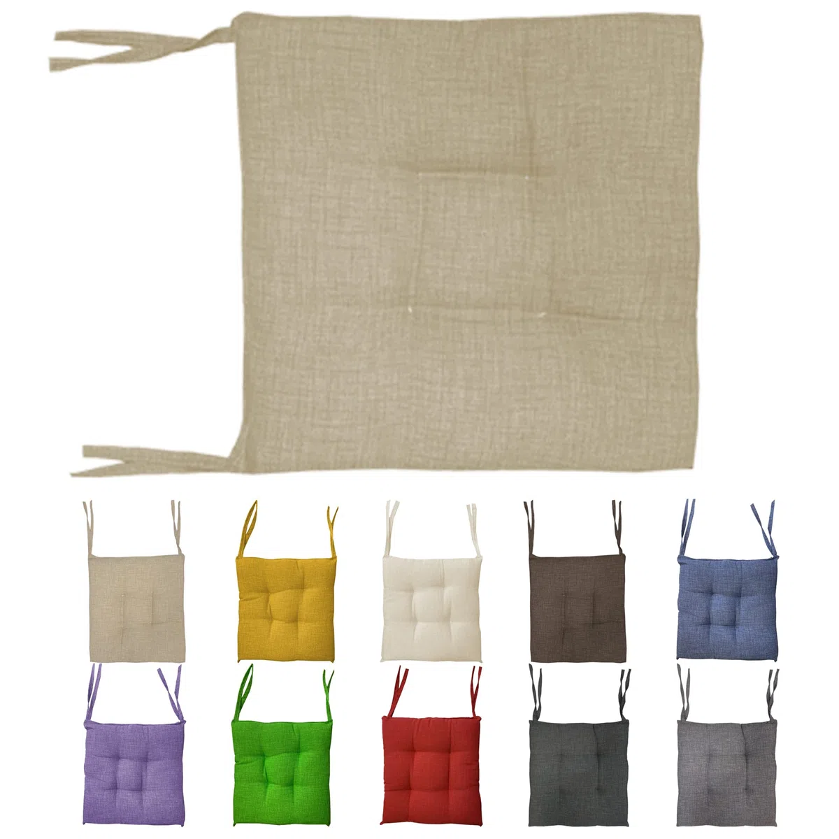 Home Tresor - Coprisedie Cuscini Sedie Cucina Set da 4 | Cuscini Sedia da Giardino, Sala Pranzo, per Interni ed Esterni Morbida Imbottitura Confortevole 6 Cm. (Beige)