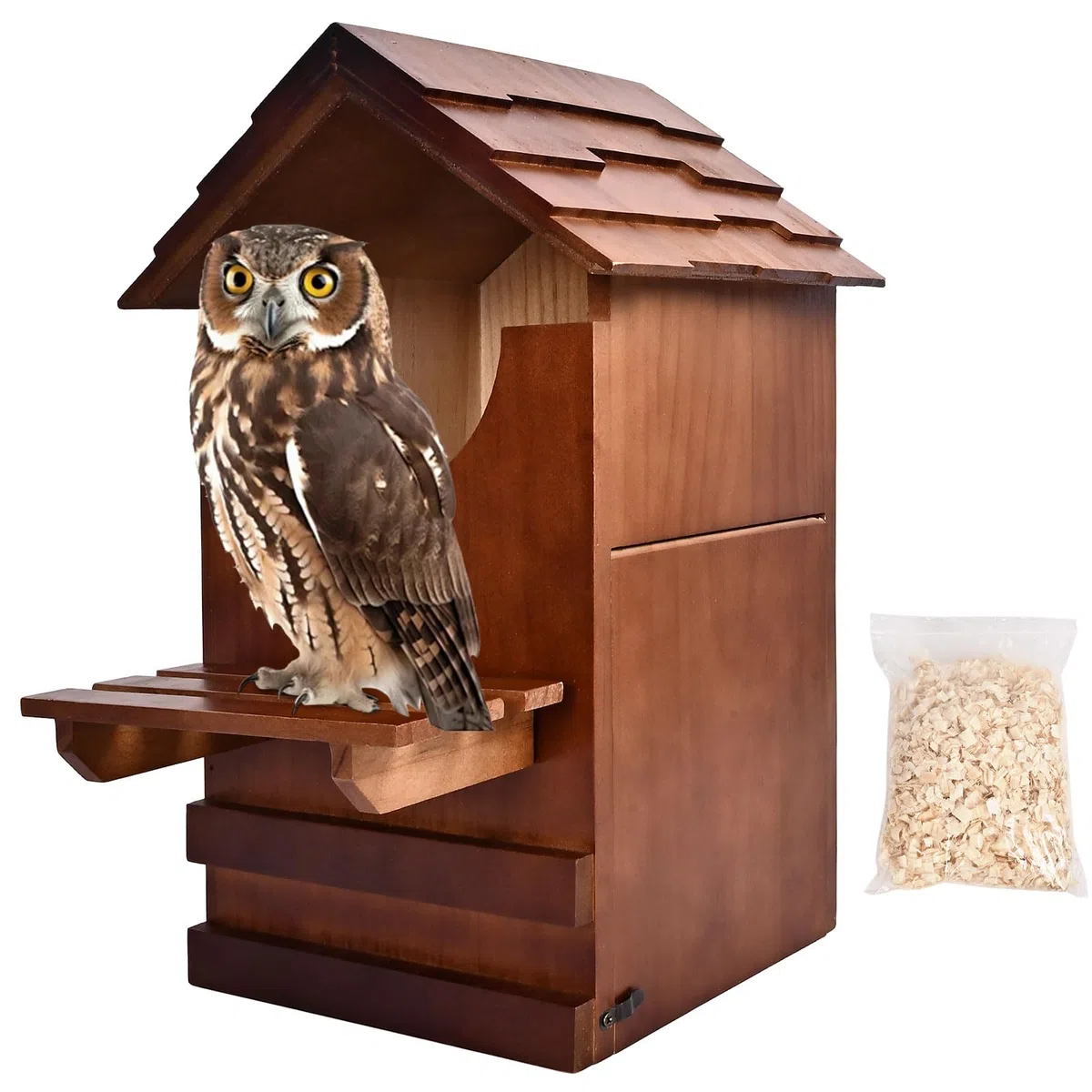 Casetta per gufi, in legno di cedro naturale, 37 x 22 x 19 cm, facile da montare, casetta per uccelli per cortile, giardino e habitat per animali selvatici
