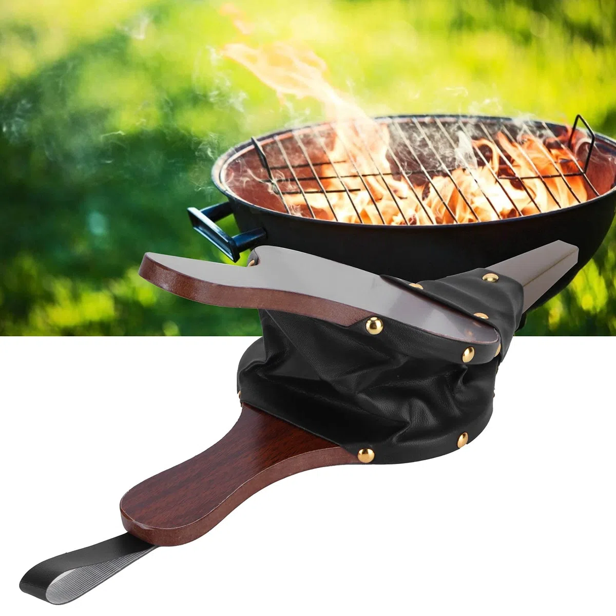 Longzhuo Soffietto Manuale, Soffietto Manuale per caminetto in Legno, Ventilatore, aeratore, Accessorio per Barbecue da Campeggio all'aperto