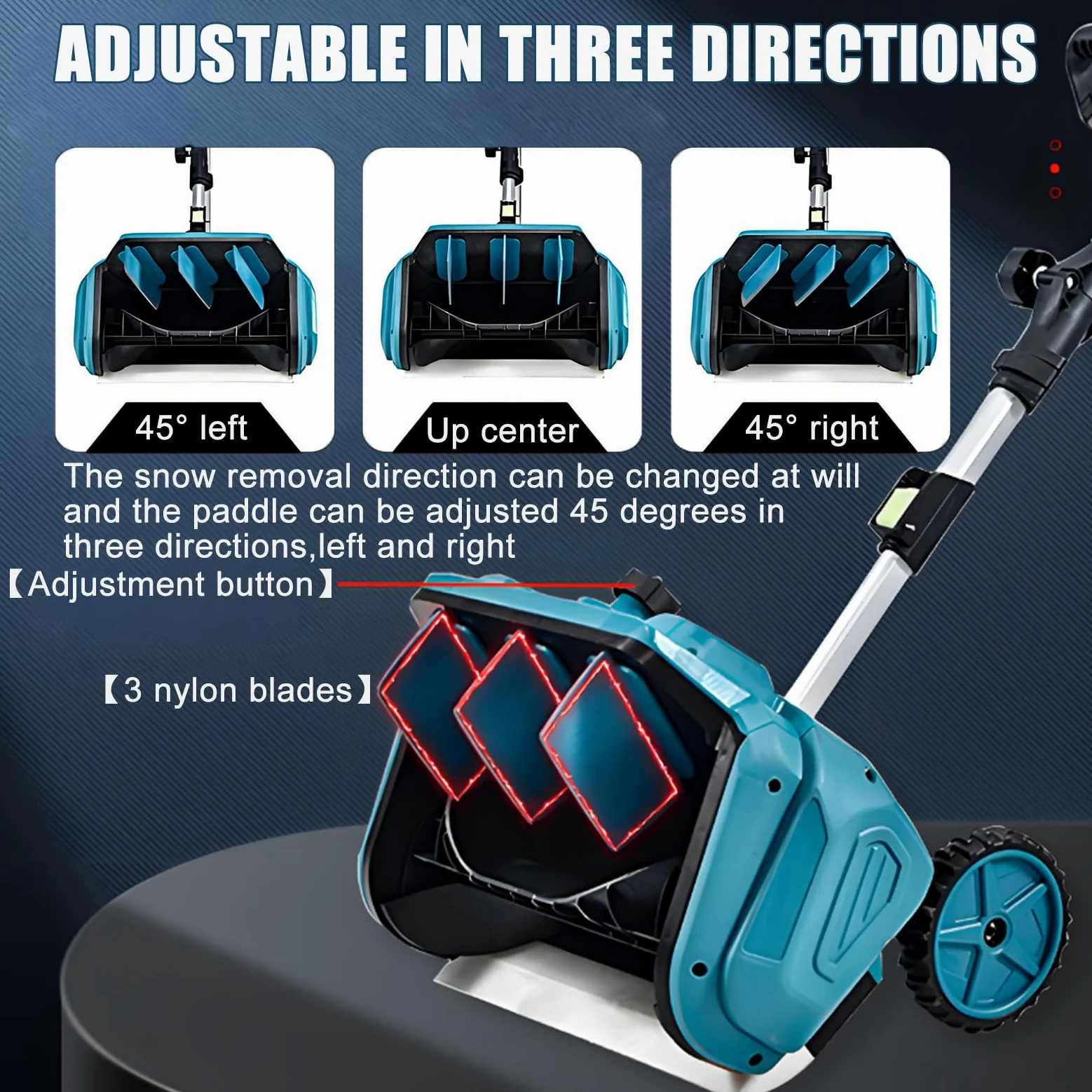Spazzaneve elettrico senza fili, per esterni, larghezza 40,7 cm e profondità 20 cm, per verande e passerelle invernali, include 2 batterie