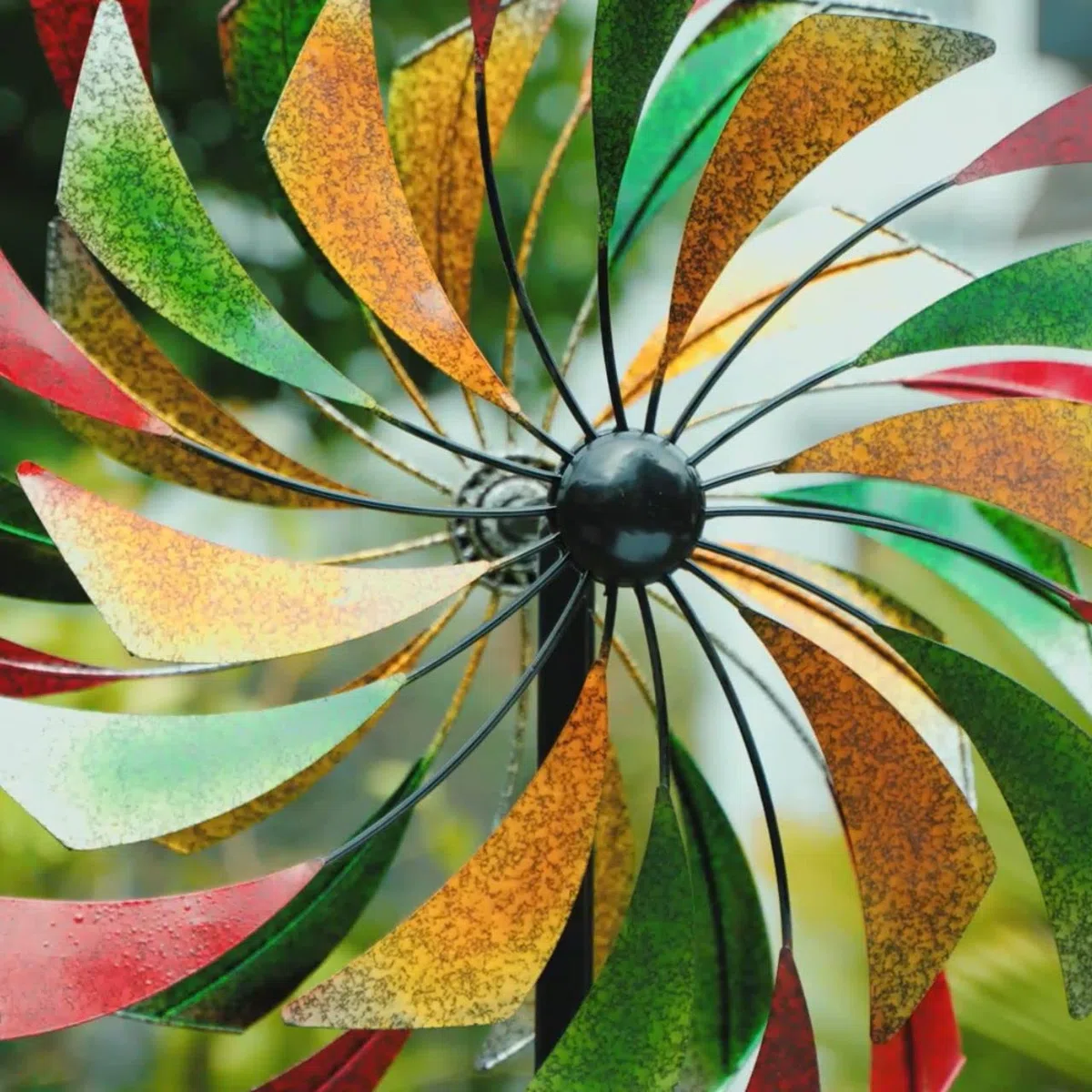 CIM Girandola in metallo XL – Kinetic Spinner 60 cm – Paddle – Dimensioni: Ø 60 cm, altezza totale: 195 cm, resistente alle intemperie – verniciato a polvere – eccezionale decorazione da giardino