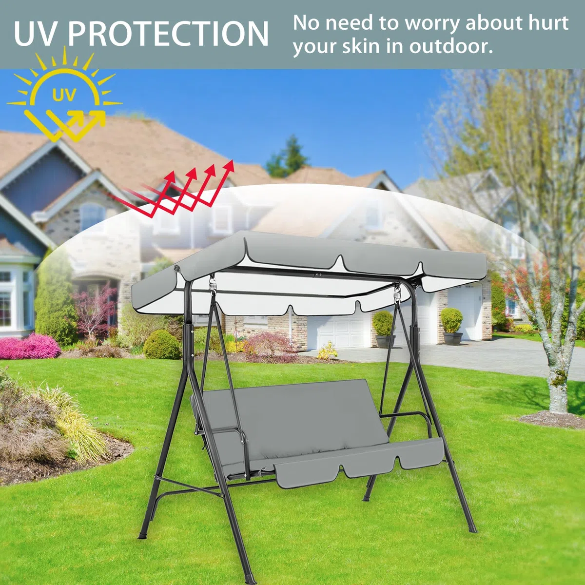 Coprisedile di Ricambio per Dondolo da Giardino, Copertura Dondolo, Coperture di Ricambio per Panchine da Esterno, per 2 e 3 Posti, Impermeabile e Resistenti ai Raggi UV