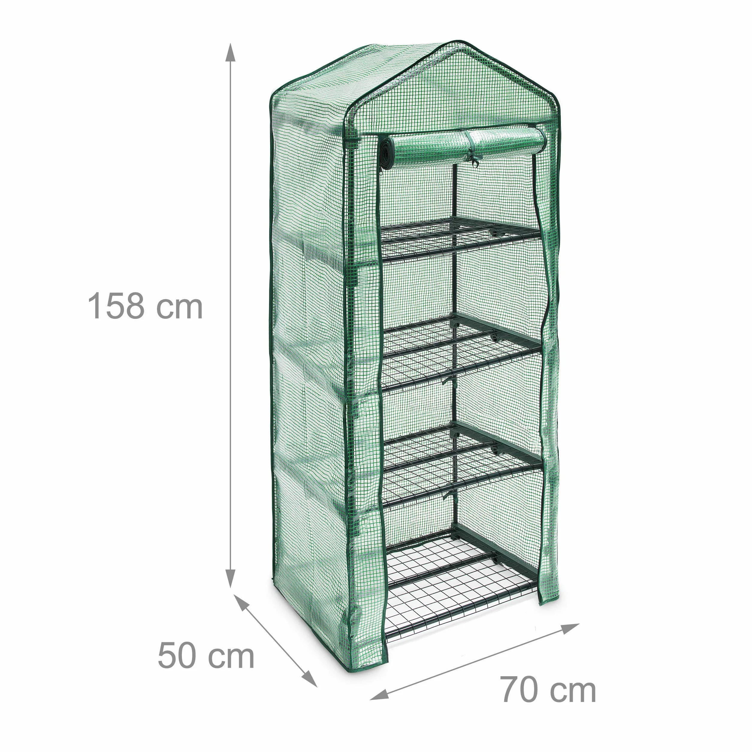 Relaxdays Serra Vivaio per Giardinaggio, 4 Ripiani, HLP 158x70x50 cm, Accessorio Giardinaggio sul Balcone, Verde