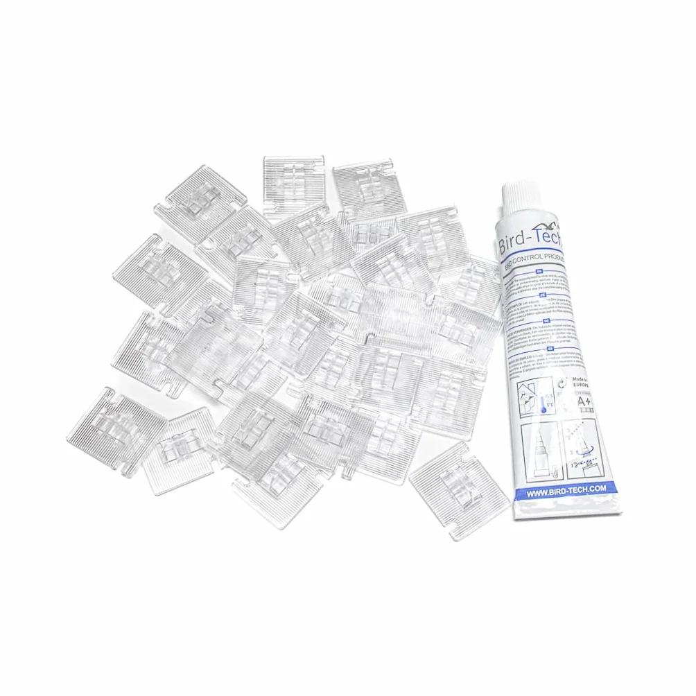 Bird-Tech TM Ganci per Reti + Silicone Trasparente (50 Pezzi + 1 Silicone)