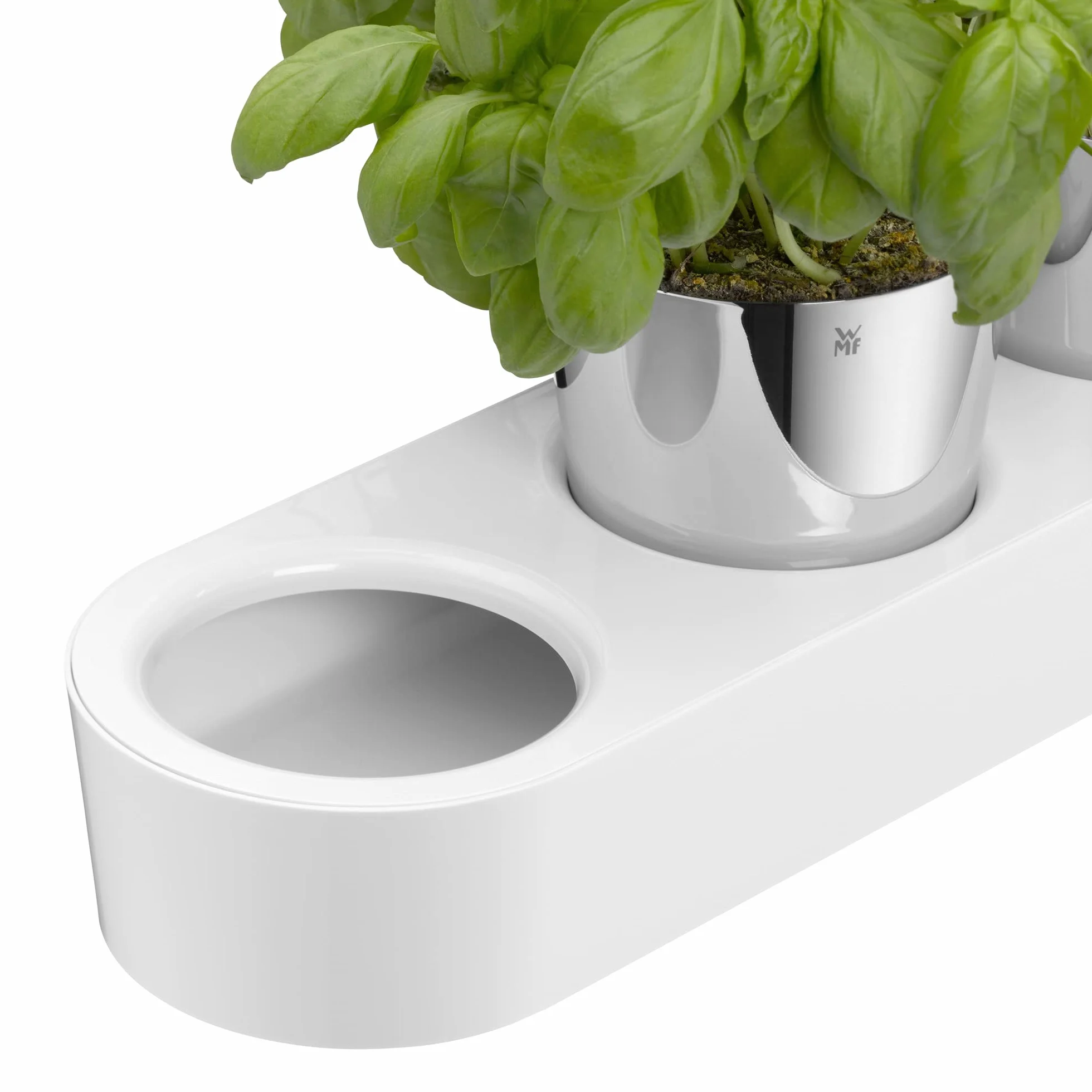 WMF Vaso per erbe gourmet con sistema di irrigazione in 3 parti, giardino delle erbe per la cucina, 36x 12,5x 12,5 cm, per erbe aromatiche fresche, bianco