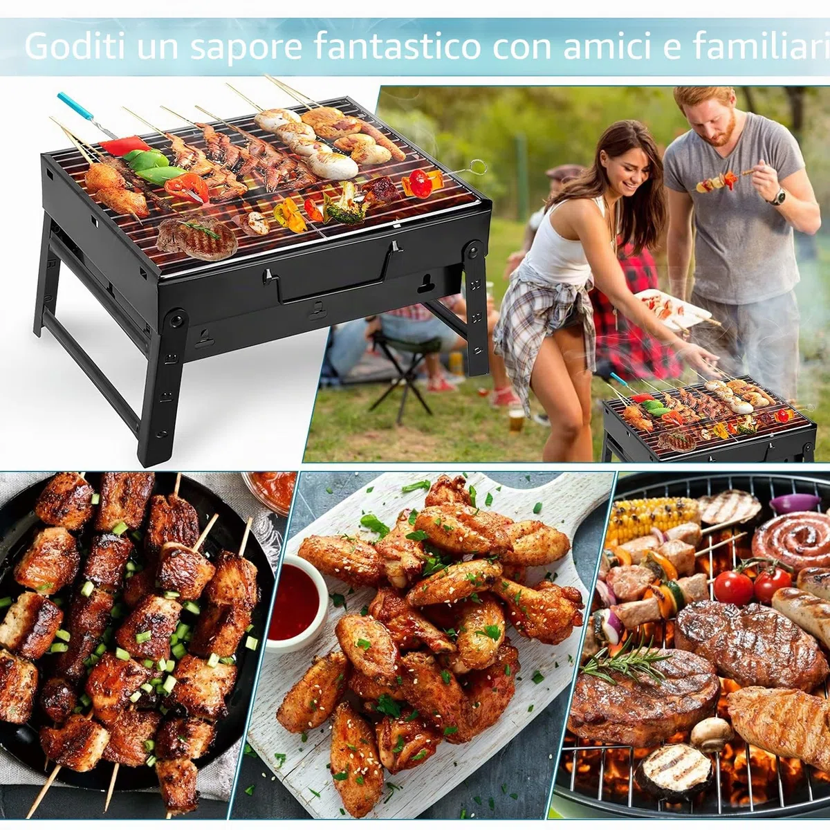 Uten - Griglia a carbone, barbecue pieghevole portatile leggera, affumicatore, M