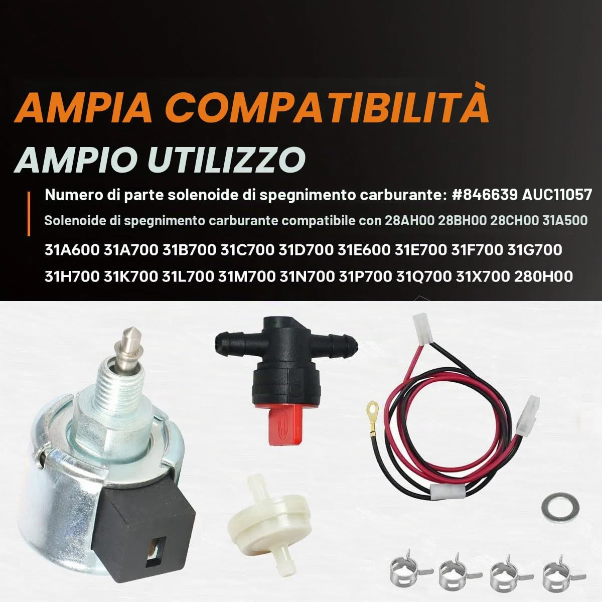 ZAMDOE Solenoide di intercettazione carburante 846639 per Briggs & Stratton motore 356777 21R702 21R706 21R707 21R772 21R777 295777 305772 305777 31A507 Motore Prato Giardino Motore dell'attrezzatura