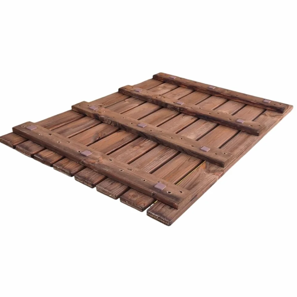 Pedana doccia antiscivolo 118x78 cm, in legno di pino impregnato, Colore Teak