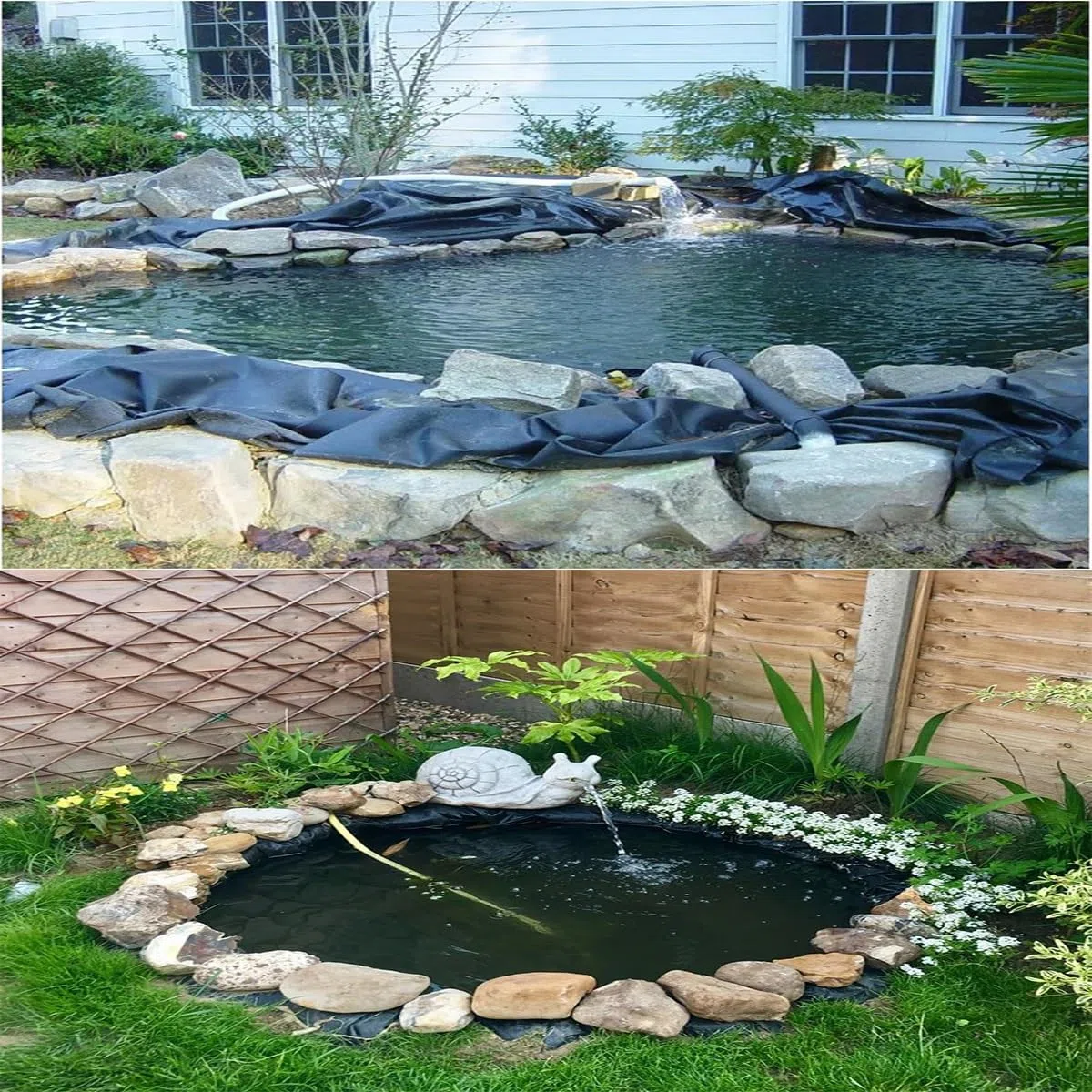 Telo Impermeabile in HDPE Resistente per laghetti, cascate e fontane da Giardino, 4x6 m. Copertura per vasche, Giardini Acquatici e Giochi d'Acqua.