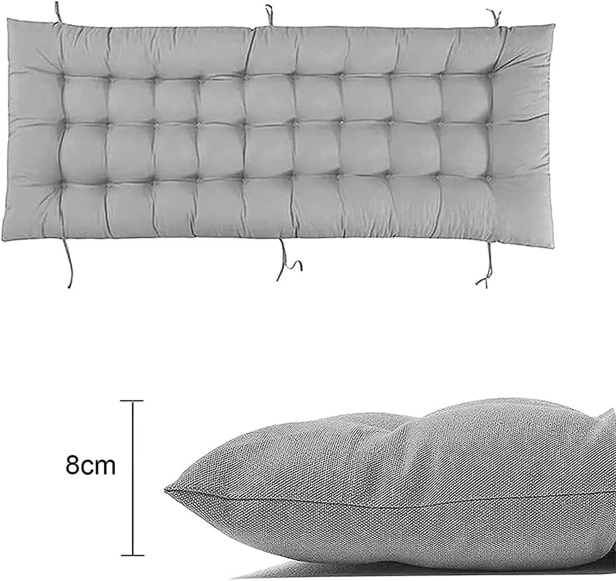 Cuscino per panca con lacci per sdraio da giardino all'aperto, 2/3 posti, imbottitura lunga per panche interne, finestra a golfo, mobili in pallet, cuscini in cotone trapuntato (120x45 cm, blu navy)