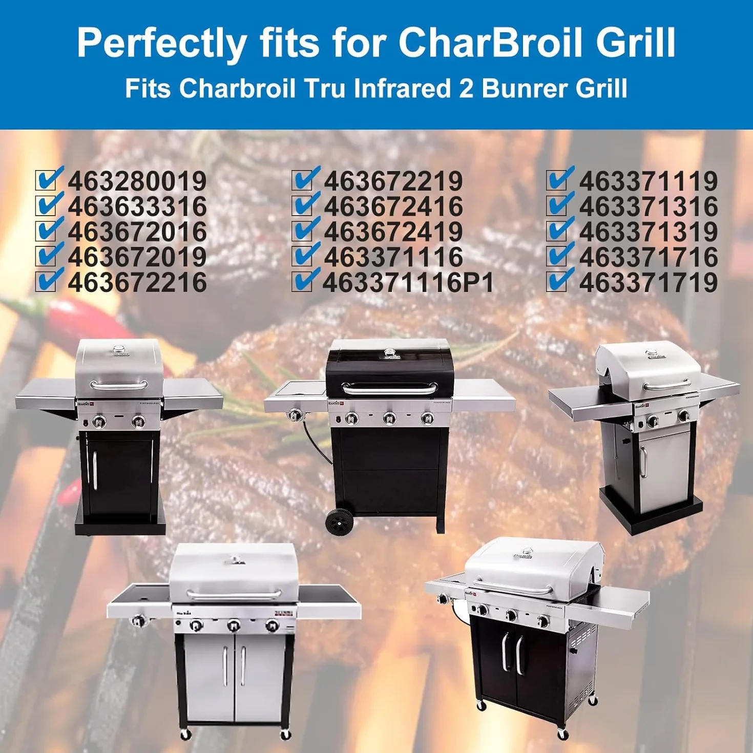 Denmay Griglia a infrarossi 43,2 cm per Charbroil Performance TRU Infrarossi 2 bruciatori 300 Barbecue a gas, Parti di ricambio per griglia per barbecue Charbroil 463633316, 463672016 463672216