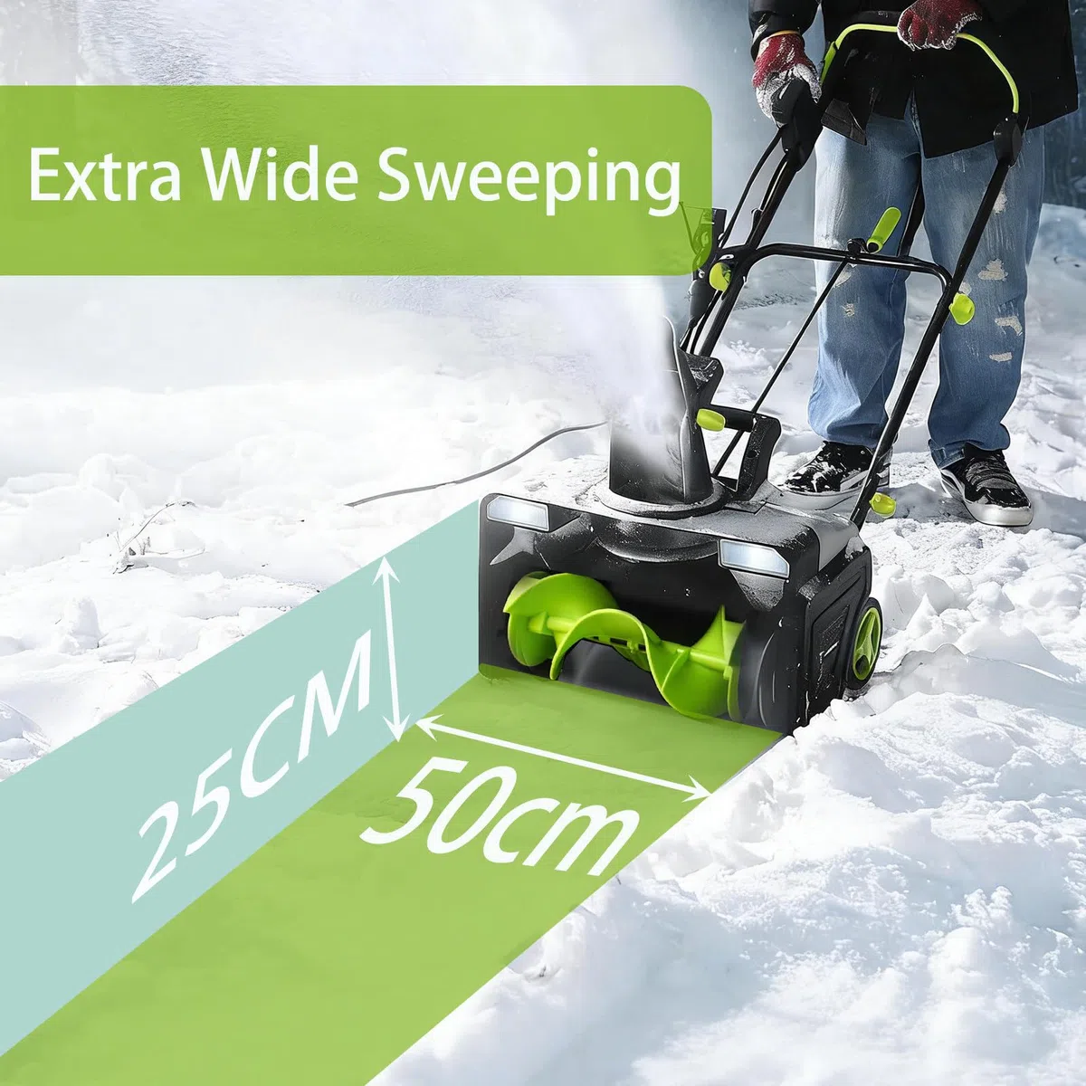 Spazzaneve Senza Spazzole, Dispositivo per Rimuovere La Neve Elettrico, Batteria 40V con 2x5.0Ah, Doppi Fari LED, Caricabatterie Rapido, per Marciapiedi