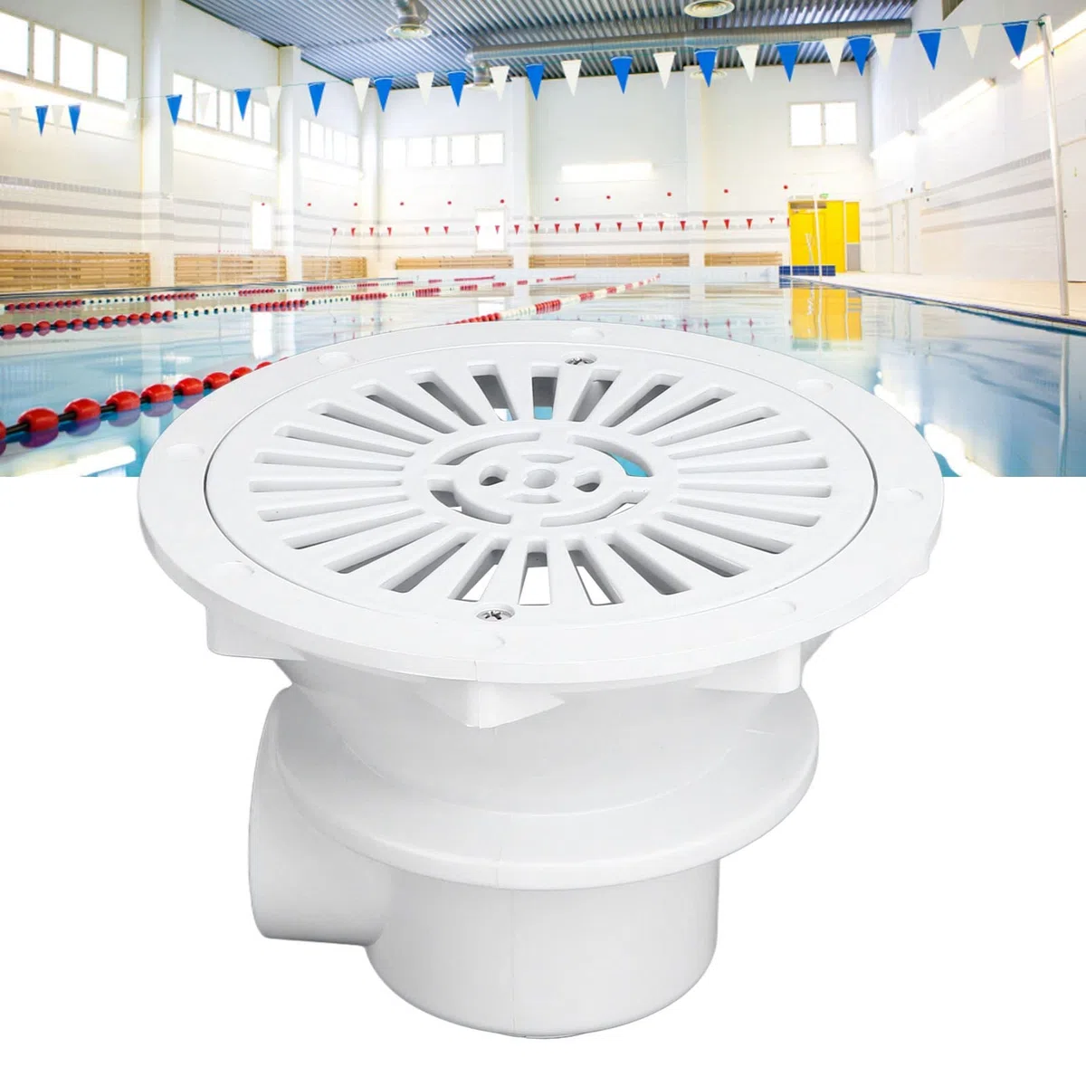 Scarico a pavimento, uscita del coperchio dello scarico principale della piscina in plastica rotonda bianca Accessorio per la piscina Accessori per la sostituzione del drenaggio
