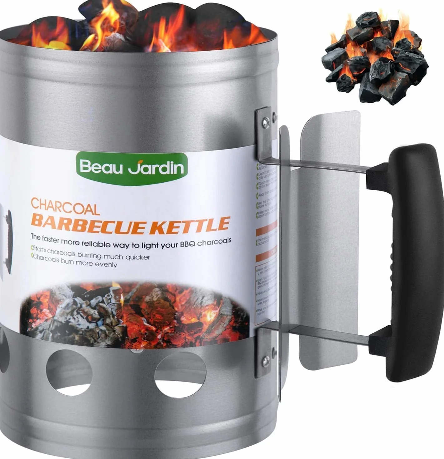 BEAU JARDIN Camino Starter 28 x 18 cm Barbecue a Carbone Accendino per Barbecue Grill di avviamento Camino in CaminoArgento Camino di accensione