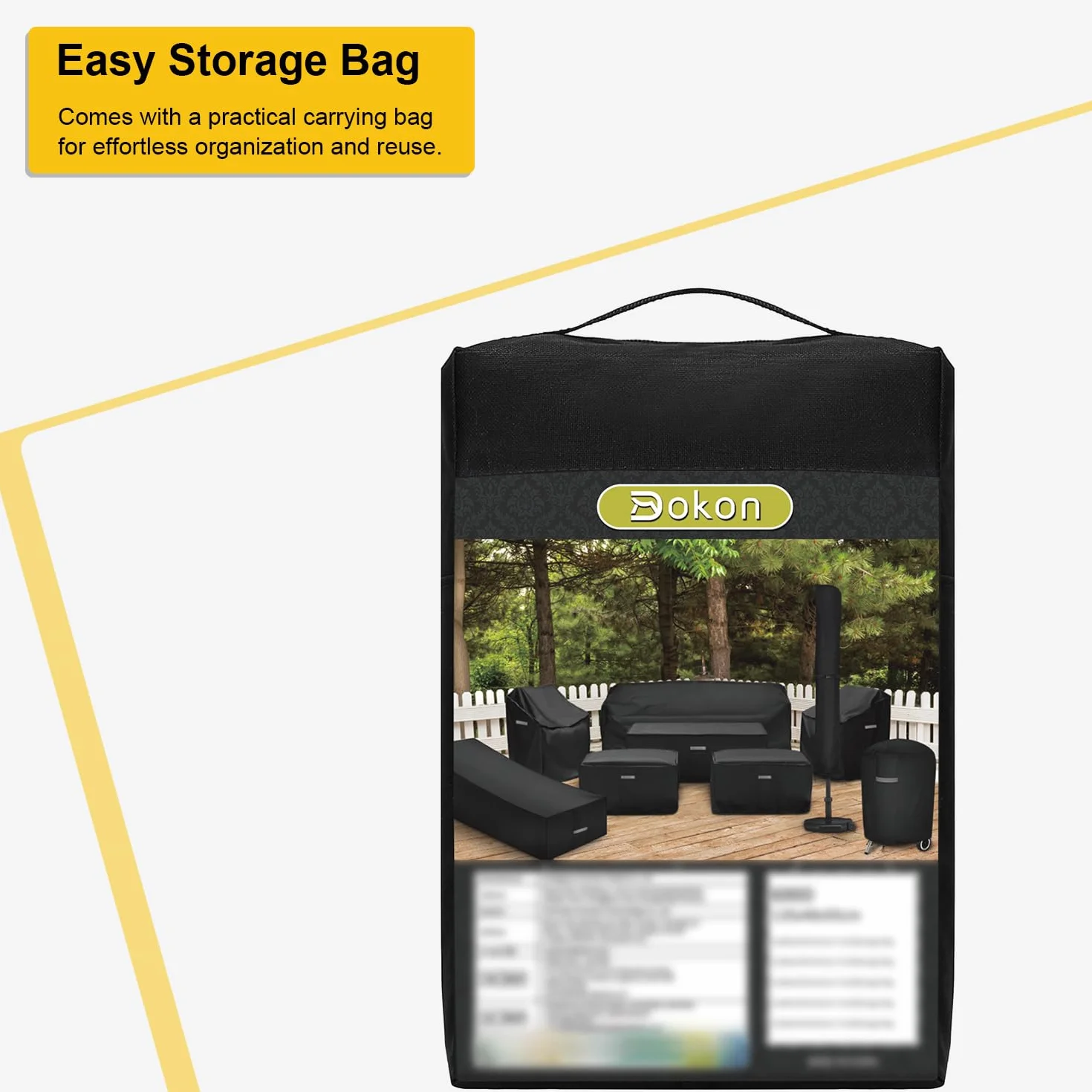 Dokon Copertura per Tavolo da Giardino Impermeabile Tessuto Oxford 420D Antivento Anti-UV Copertura Mobili Esterno con Prese d'Aria, Telo Copri Tavolo, Rotonda (Ø163x90cm) - Nero
