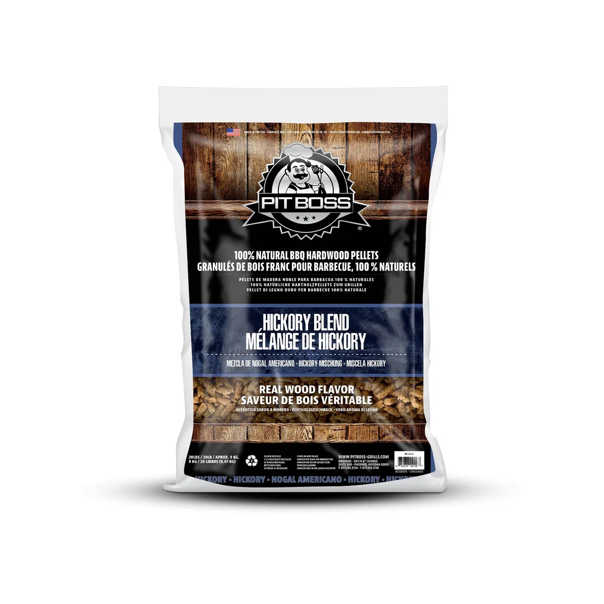 Pit Boss Pellet di legno duro per barbecue, 100% naturale, per cucinare, grigliare e affumicare, 9,1 kg, per barbecue a pellet e affumicatori | Miscela di noce americano