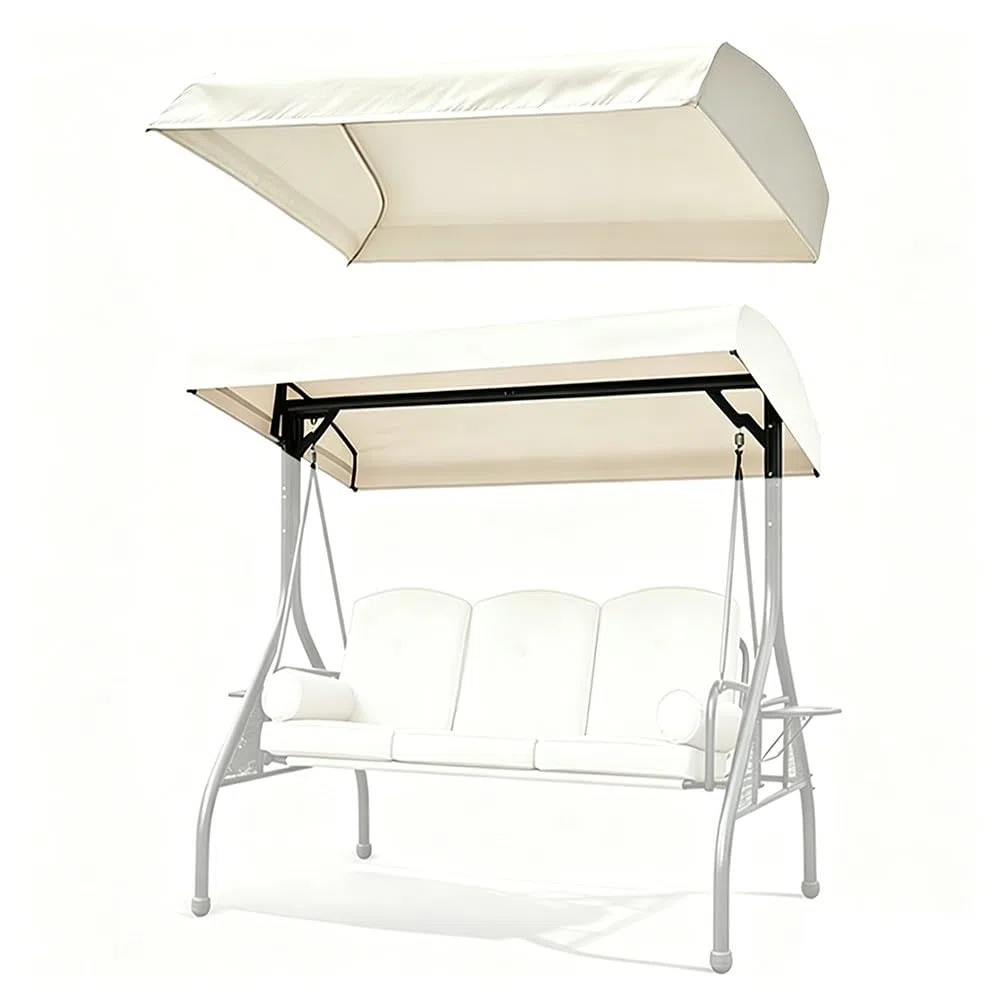 Copertura per Altalena Hollywood 3 Posti Baldacchino di Ricambio per Dondolo da Giardino 164X114cm 195X125cm Tettino Parasole Universale Impermeabile(Beige,77x49x9in(195x125x20cm))
