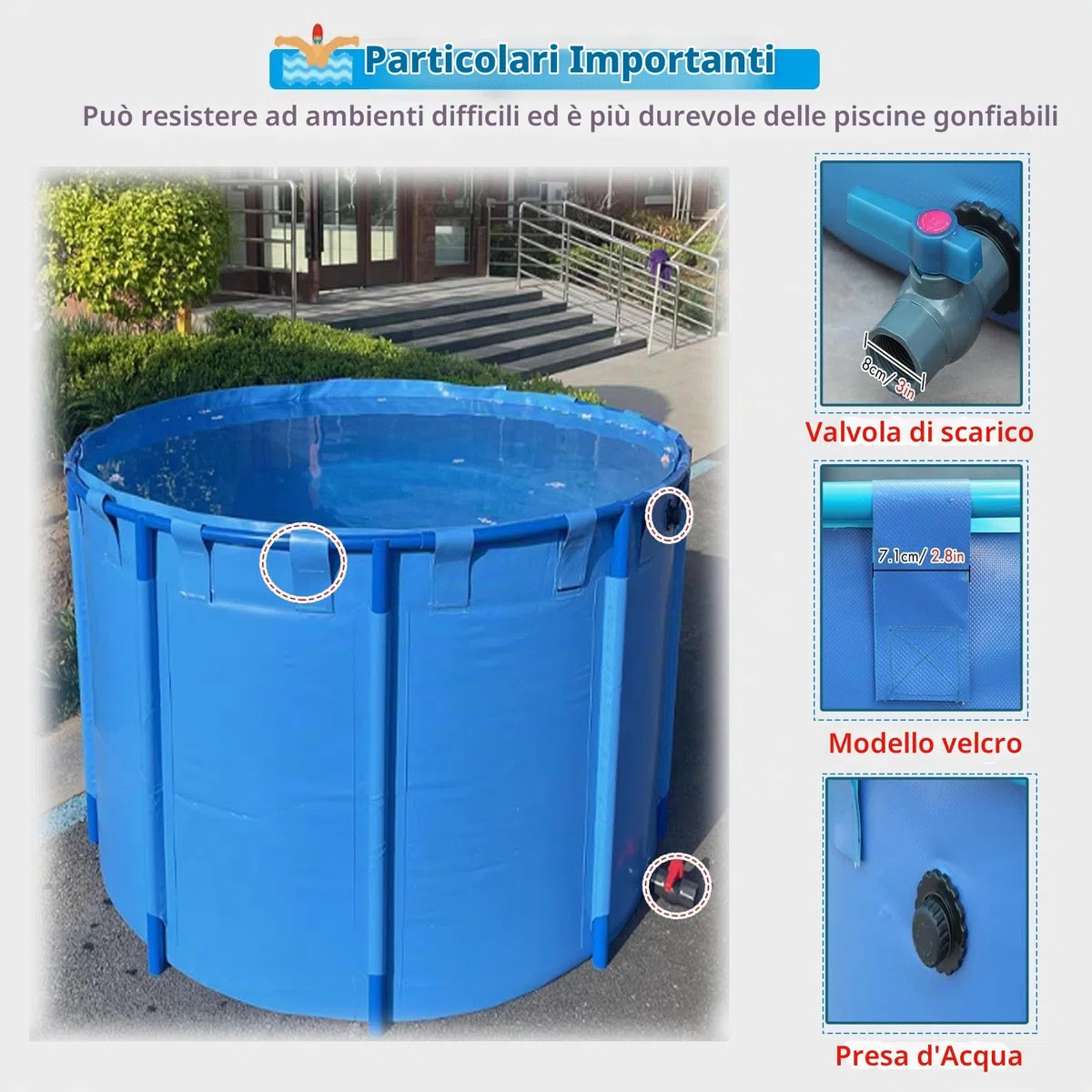 Piscina Fuori Terra Rotonda per Esterni, Struttura in Acciaio Robusta, Piscina da Cortile Non Gonfiabile di Facile Installazione, 4,88 m x 66 cm