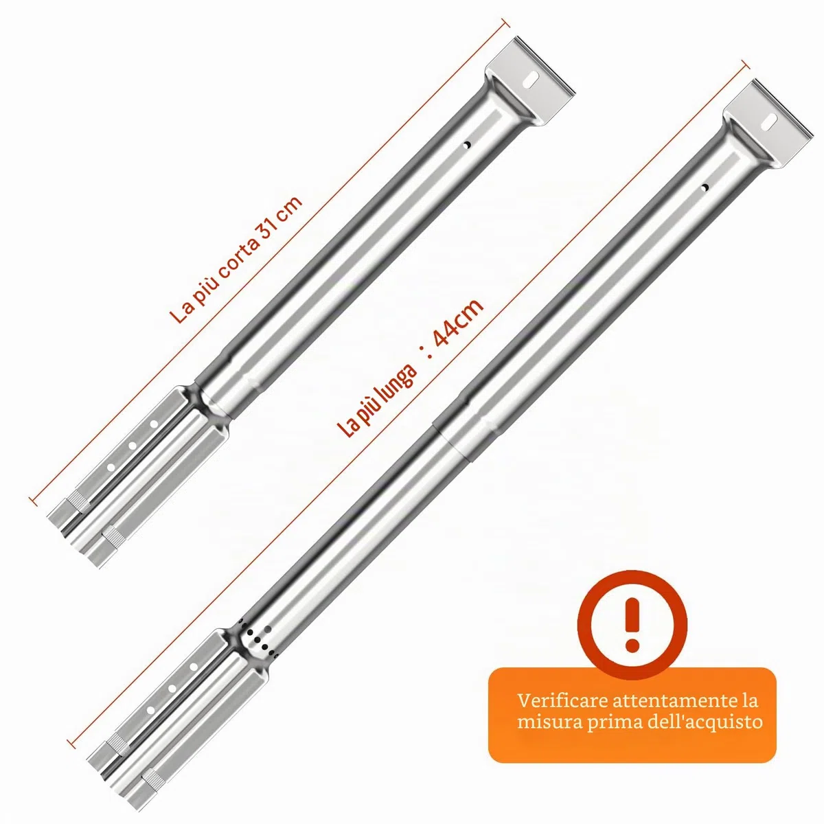 Bruciatori Regolabili,Bruciatore a Tubo Universali in Acciaio Inox 31 a 44 cm Accessori per Barbecue a Gas