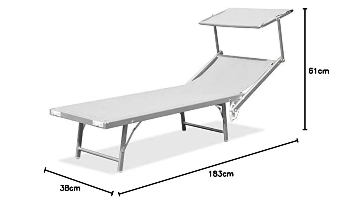 Linea Garden Friend Lettino Mare Ibiza in Textilene 580 Gr/M² Colore Bianco, 183 x 61 x 38 cm