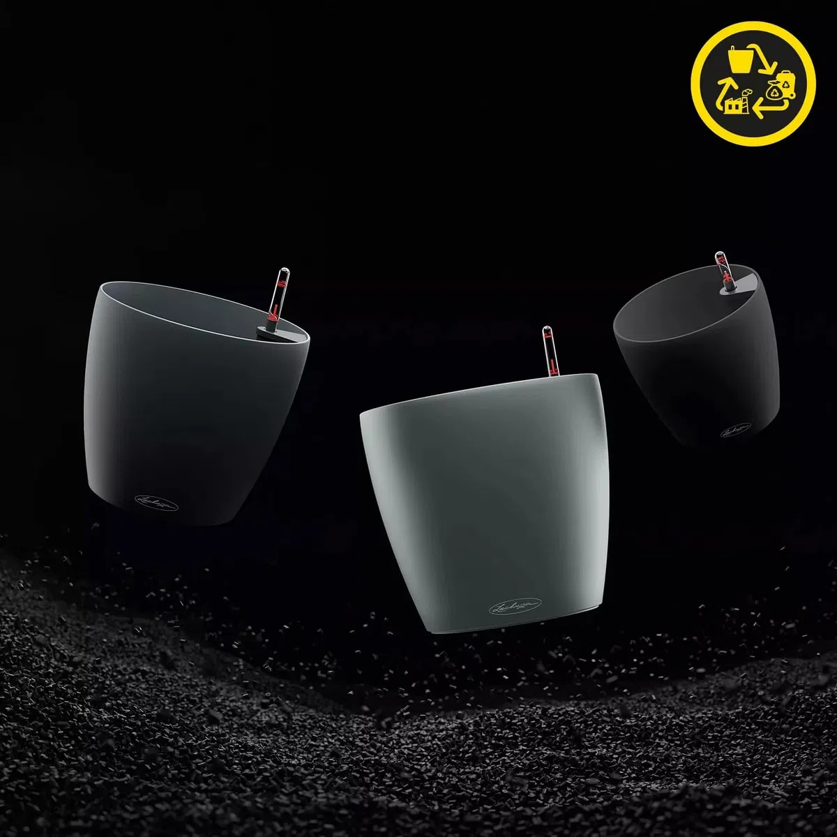 LECHUZA - Vaso per piante Classic Color ECO 35, grigio scuro, con sistema di irrigazione e indicatore del livello dell'acqua, in plastica riciclata al 100%