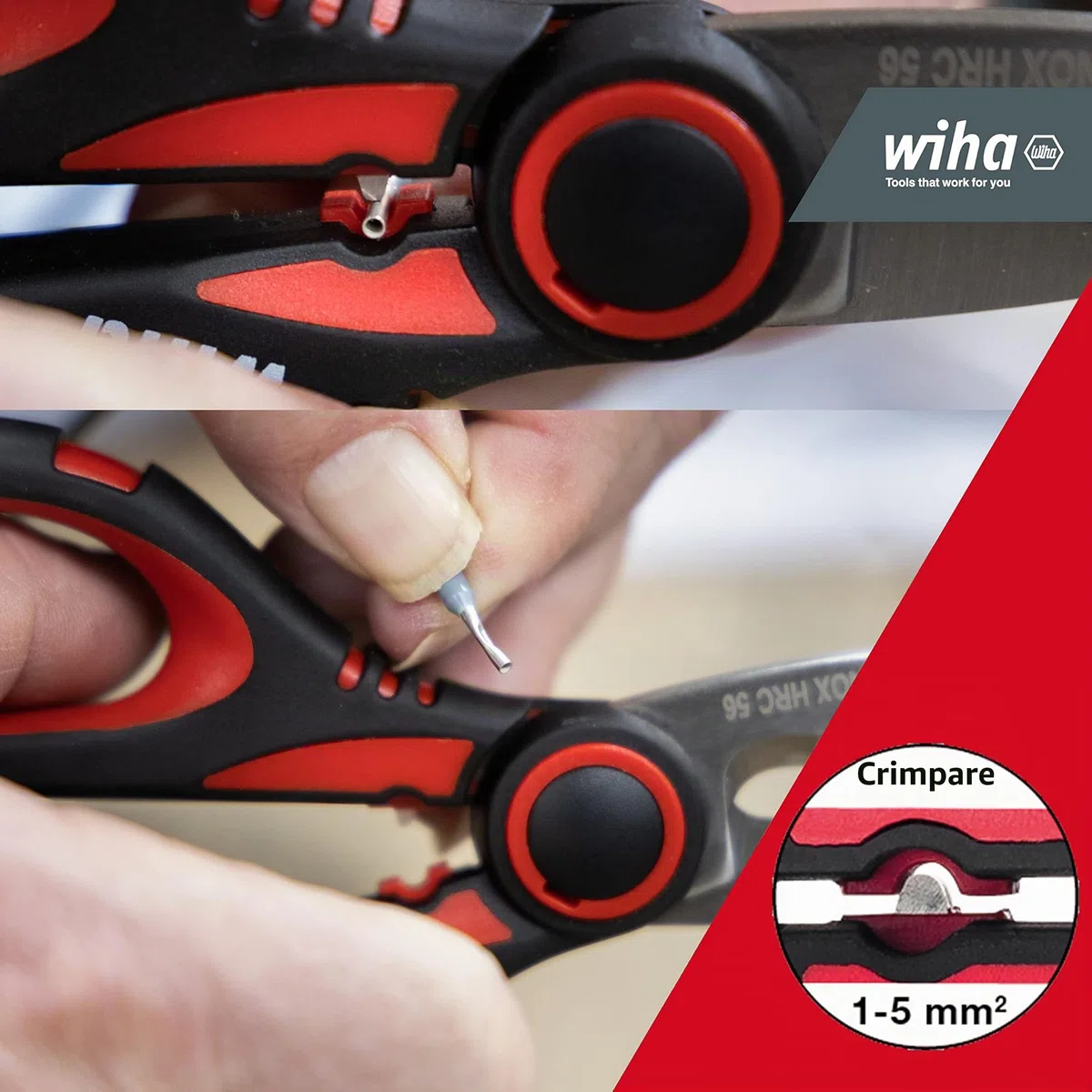 Wiha Tijera profesional con función de crimpado 160 mm (41923)