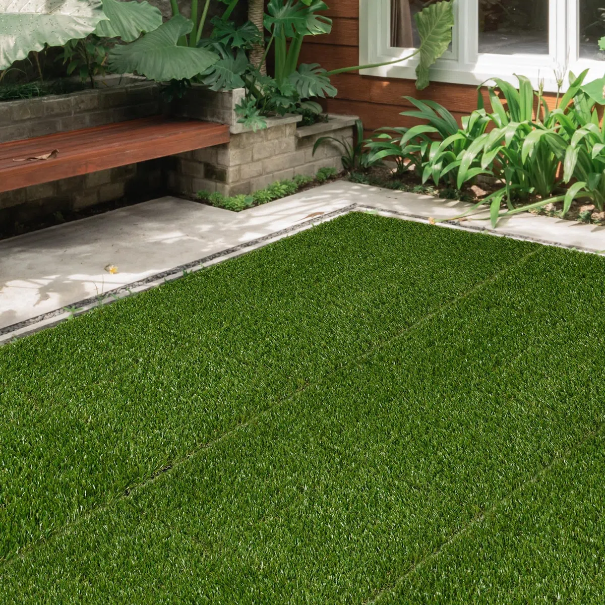 Outsunny Tappeto erboso sintetico artificiale Set di 10 piastrelle 30 x 30 cm spessore comfort 3 cm ad incastro verde