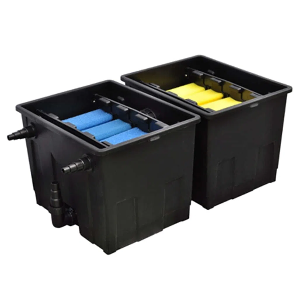 Filtro per laghetto da 12000 l/h con indicatore di temperatura, per fontane, accessorio per laghetto, filtro esterno per piscine fino a 60.000 litri senza pesce, materiale filtrante incluso