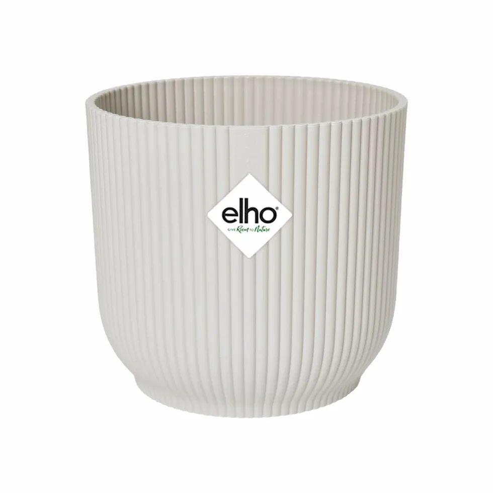 Elho Vibes Fold Round Wheels 35cm Vasi per Piante - Silky White | ∅ 34.9 x A 32.4 cm | Adatto per uso interno | Plastica riciclata al 100%
