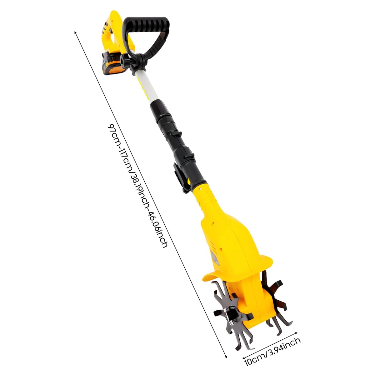 Motozappa, fresa da giardino, motozappa elettrica con batteria e caricatore, manuale regolabile a batteria, profondità di taglio 25 cm, per giardino e prato