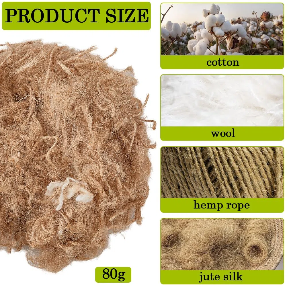 CREATCABIN 80g Materiale Nidificazione di Uccelli Materiale Nidificazione di Canarini Materiale Nidi di Uccelli in Iuta Materiale Lettiera Materiale Nidificazione di Fringuelli e Parrocchetti