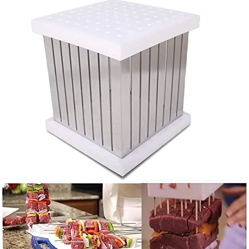 64 fori BBQ Skewer Maker Tool, scatola riutilizzabile della griglia della carne per la cottura all'aperto, accessorio di preparazione veloce di Kebab per feste in famiglia e eventi di barbecue da giar