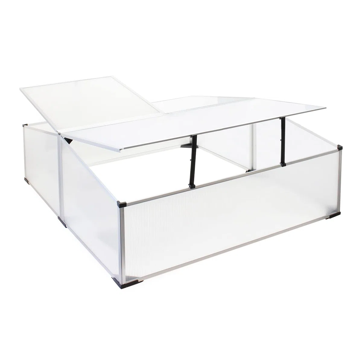 Wiltec Mini serra in policarbonato trasparente e alluminio 100x120x40cm, tetto 3 aperture