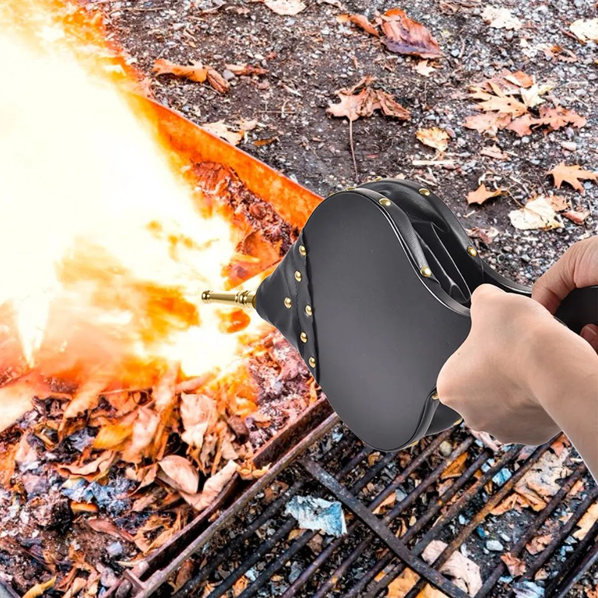 Mantice per Camino 40 cm, Grande Soffietto in Legno per Camini e Grill Soffiatore ad Aria Manuale Wooden Fire Naturale per Camino Campeggio Barbecue con Cinturino