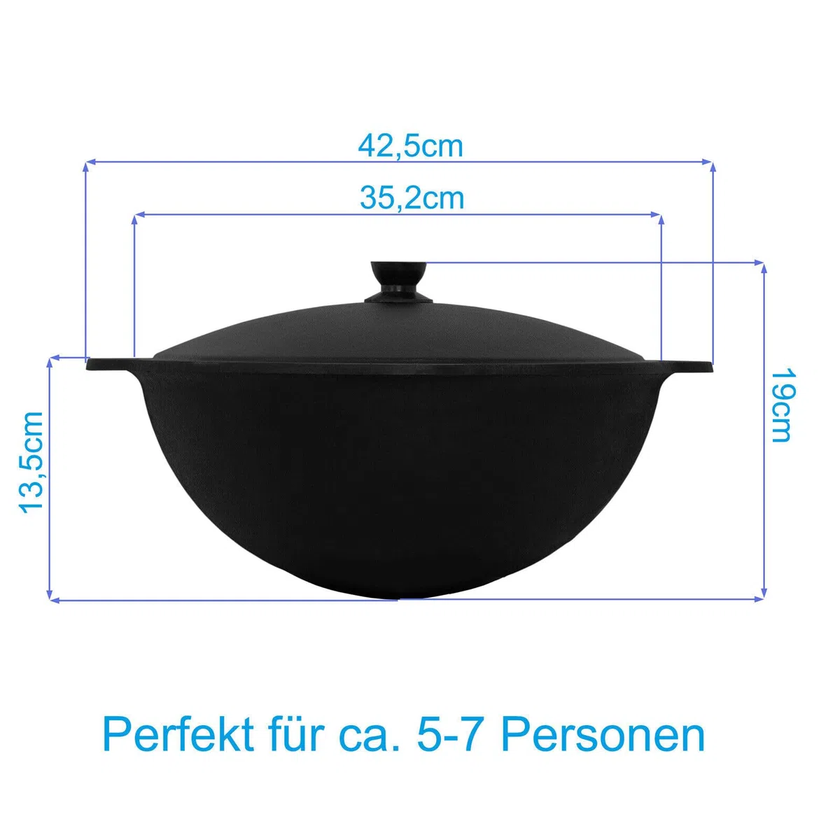 Wok ghisa 8 L (fondo rotondo) Kazan con schiumarola NAMANGAN Uzbek Kazan Uzbeko Asia WOK Cast Iron KESSEL Camping Uzbek Pentola con coperchio in alluminio Grillwok Pentola wok