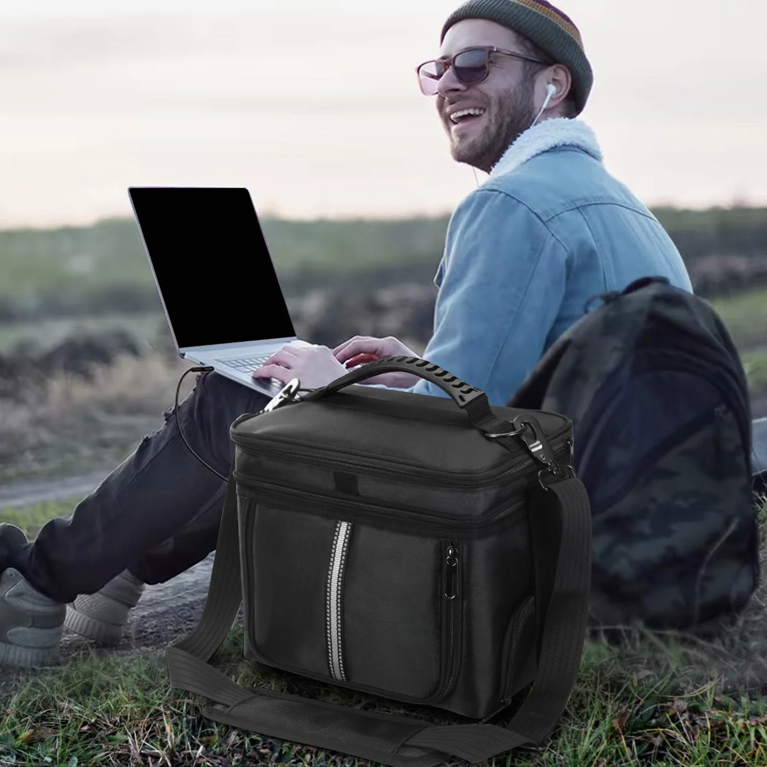 Borsa da viaggio imbottita per BLUETTI Elite 30 V2 Outdoor Travel Use Power Station Storage Case con Multi-tasche impermeabile con manici e cinghie staccabili